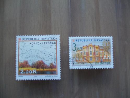 2 Kroatische postzegels - Kroatië, Postzegels en Munten, Postzegels | Europa | Overig, Gestempeld, Overige landen, Ophalen of Verzenden