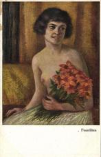 Naakte Vrouw met Vuur Lelies, Moderne Kunst Ansichtkaart, Verzamelen, Ophalen of Verzenden, Voor 1920, Ongelopen, Overige thema's