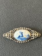 Zilveren/Delftsblauwe Broche, Ophalen of Verzenden