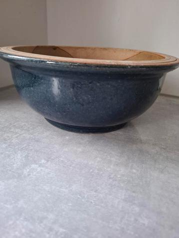 Blauw geglazuurde bloempot, schaal, plantenbak beschikbaar voor biedingen