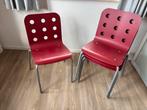 4 Rode Stapelbare Stoelen, Huis en Inrichting, Ophalen, Gebruikt, Vier, Metaal