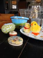 Set blikken brocante pasen paashaas spulletjes, Kleurkanarie