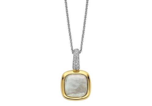 NIEUW: Ti sento hanger met parelmoer grijze steen 6829BL, Sieraden, Tassen en Uiterlijk, Kettingen, Nieuw, Zilver, Grijs, Met kristal