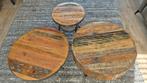 3 Mango salontafels in een koop, Ophalen, 50 tot 100 cm, Rond, 50 tot 100 cm