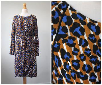 Yest - hele mooie jurk / cognac geel met blauw / maat 44 beschikbaar voor biedingen