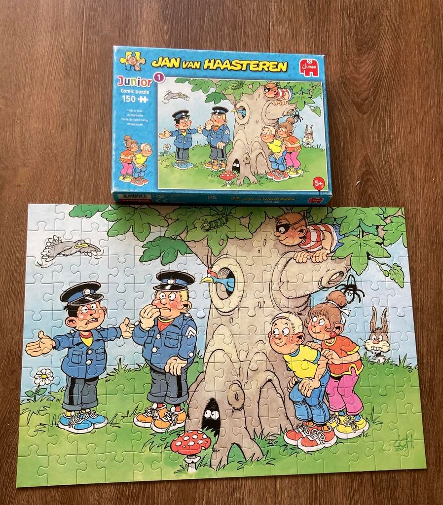 Jan van Haasteren junior puzzel 150 stukjes Verstoppertje, Ophalen of Verzenden, Meer dan 50 stukjes, Zo goed als nieuw, 4 tot 6 jaar