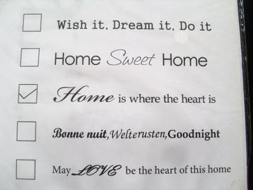 Muursticker Home / Tekst voor op de muur Heart - NIEUW !!! beschikbaar voor biedingen