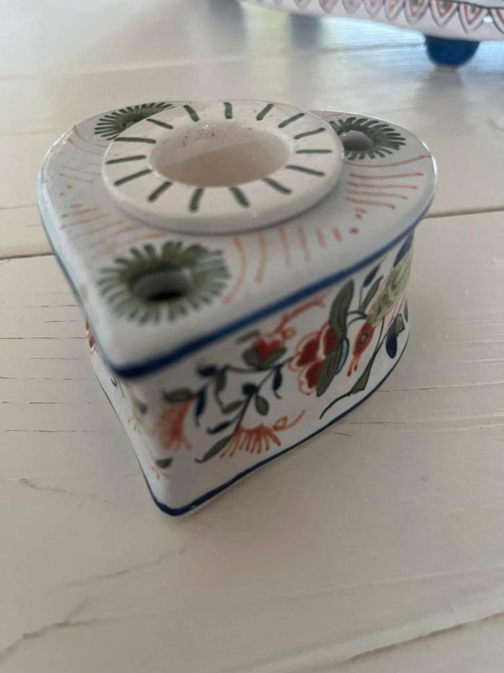 Antieke Porseleinen Inktpot - Delft, Huis en Inrichting, Woonaccessoires | Kandelaars en Kaarsen, Gebruikt, Minder dan 25 cm, Overige materialen