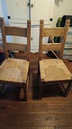 3 Houten Stoelen met Riet Zitting, Ophalen, Riet of Rotan, Gebruikt, Drie