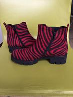 Gabor enkellaars print rood/zwart maat 37,5, Kleding | Dames, Ophalen of Verzenden, Zo goed als nieuw, Rood