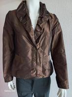 Chocolade bruin zacht glanzend jasje maat 38, Kleding | Dames, Maat 38/40 (M), Bruin, Ophalen of Verzenden, Zo goed als nieuw