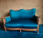 Super charmant, antiek, 2-zits bankje, nieuw gestoffeerd., Ophalen, 75 tot 100 cm, Stof, Nieuw