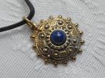 Brons kleurige Lapis Lazuli  hanger aan koord ketting, Goud, Met edelsteen, Verzenden