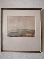 Aquarel, Wadgezicht, Ebbing Kiestra, 1973, Ophalen of Verzenden