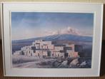 Litho Indiaanse Pueblo, Ophalen, 50 tot 75 cm, Zo goed als nieuw, Schilderij