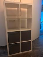 Ikea opbergkast wit met 4 grijze opbergboxen, Ophalen, Gebruikt