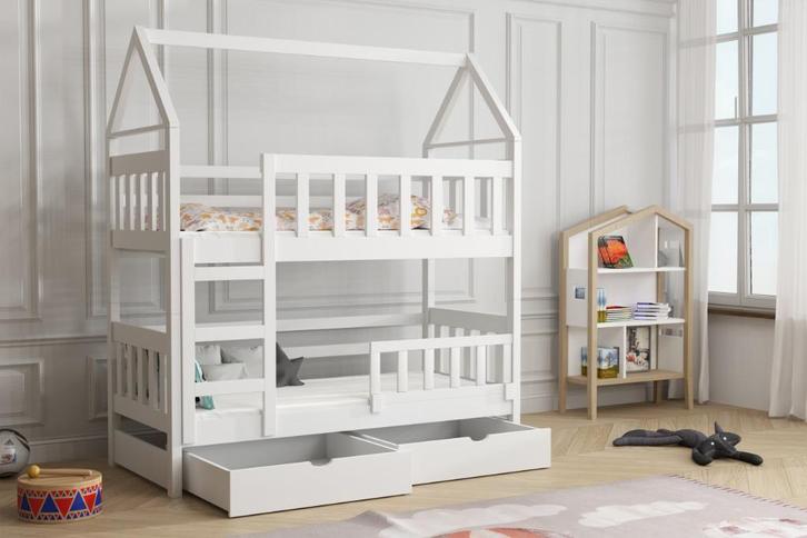 Stapelbed SUZY 160x75 of 180x75 matrassen witte KLEUR, Kinderen en Baby's, Kinderkamer | Stapelbedden en Hoogslapers, Nieuw, Stapelbed