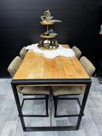 Industriele bartafel met 4 stoelen, Huis en Inrichting, Ophalen, Overige materialen, 100 tot 150 cm, 50 tot 100 cm