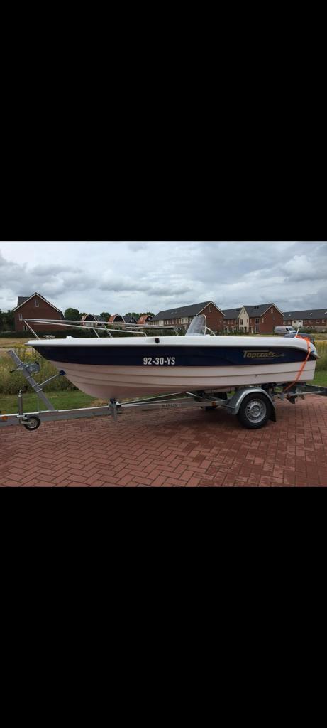 Topcraft 440 - Fijne boot!, Watersport en Boten, Motorboten en Motorjachten, Gebruikt, Polyester, Tot 6 meter, Benzine, Buitenboordmotor