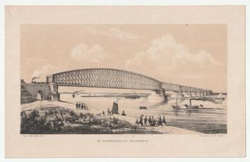 Spoorwegbrug bij Kuilenburg Culemborg oude litho / steendruk beschikbaar voor biedingen