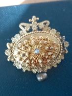Prachtige antieke gouden streekbroche gezet met zaadparel, Sieraden, Tassen en Uiterlijk, Antieke sieraden, Ophalen of Verzenden