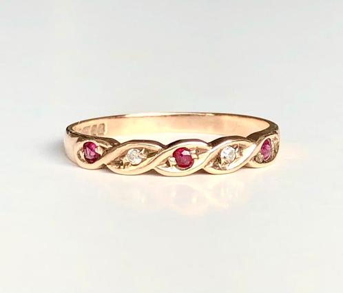 Gouden vintage ring robijn topaas maat 18, Sieraden, Tassen en Uiterlijk, Ringen, Gebruikt, Dame, 18 tot 19, Rood, Goud, Met edelsteen