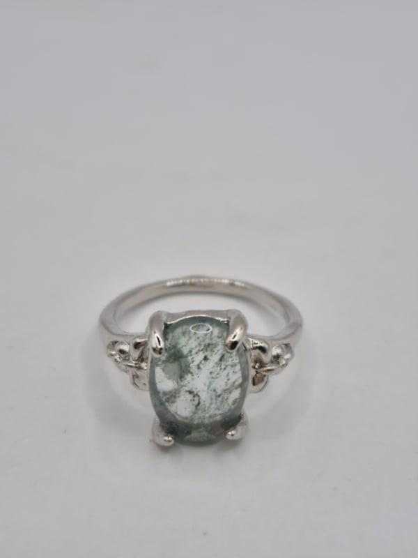 Ring met mosagaat, Sieraden, Tassen en Uiterlijk, Ringen, Zo goed als nieuw, Zilver, Zilver, Ophalen of Verzenden