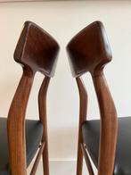 Designklassieker 2 teak leren stoelen, model 603, voor Lübke, Ophalen, Gebruikt, Twee, Bruin
