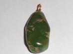 Gouden hanger met groene aventurijn steen., Sieraden, Tassen en Uiterlijk, Antieke sieraden, Verzenden, Goud, Hanger, Met edelsteen
