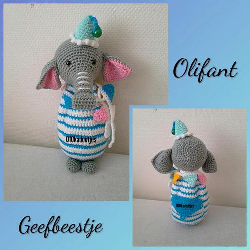 Nieuwe zelfgehaakte knuffels. Geefbeestje. Olifant., Kinderen en Baby's, Speelgoed | Knuffels en Pluche, Nieuw, Overige typen