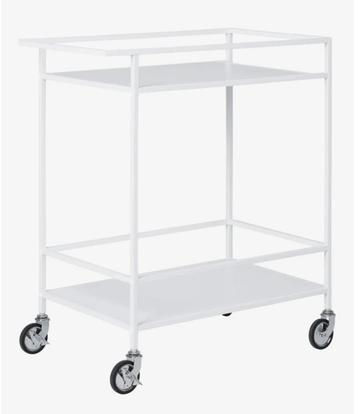 Karretje keuken trolley bar wit staal en hout, op wielen    beschikbaar voor biedingen