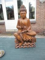 Schitterende puntgave antieke grote harthouten boeddha, Ophalen of Verzenden