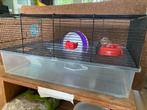 Hamsterkooi 59x36x30 incl looprad, voerbak en drinkbakje, Kooi, Hamster, Minder dan 75 cm, Zo goed als nieuw