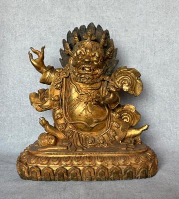 Mahakala 46 cm / 13.4 kg Tibet brons verguld beschikbaar voor biedingen