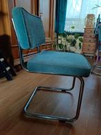 Vintage velours set stoelen, Huis en Inrichting, Stoelen, Ophalen, Zo goed als nieuw, Blauw, Twee