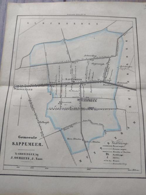 19 Sappemeer Jagerswijk Achterdiep Hoogezand Litho 1862, Antiek en Kunst, Kunst | Litho's en Zeefdrukken, Ophalen of Verzenden
