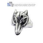 Rvs  biker ring, wolf ring rvs zilver stoere ring, Sieraden, Tassen en Uiterlijk, Ringen, Nieuw, Dame of Heer, Zilver, IJzer of Staal