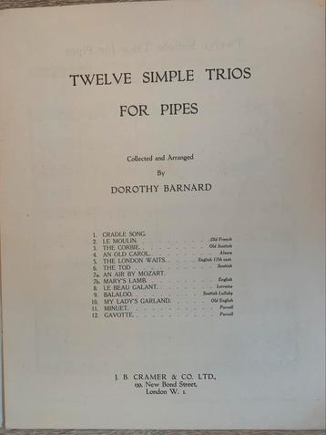 Twelve simple trio’s for pipes beschikbaar voor biedingen