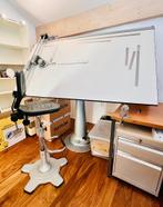 Hydraulische industriële tekentafel Nike + tekenkruk, Ophalen, Zo goed als nieuw, 170 cm of meer