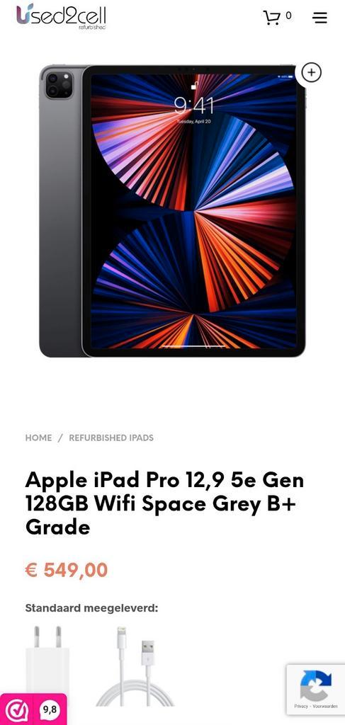 Apple iPad Pro 12.9 5e Gen 128GB Grey B+ Grade, Computers en Software, Apple iPads, Zo goed als nieuw, Apple iPad, Grijs, Ophalen of Verzenden