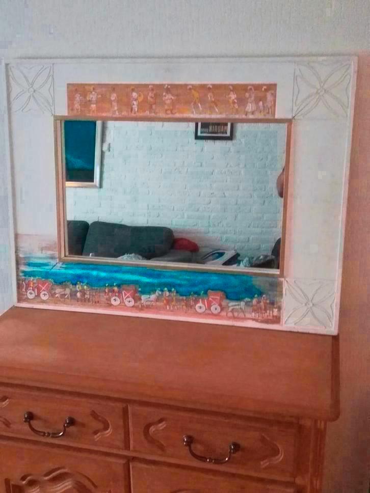 Vintage spiegel Oriëntaalse/bijbelse voorstelling, Huis en Inrichting, Woonaccessoires | Spiegels, Zo goed als nieuw, Ophalen of Verzenden