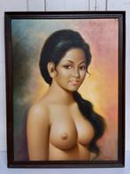 Schilderij dame bali naakt, Antiek en Kunst, Ophalen of Verzenden
