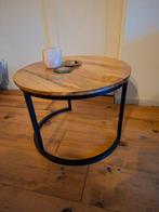 Mangohout ronde salontafel met metalen frame, Huis en Inrichting, Tafels | Salontafels, Gebruikt, 50 tot 100 cm, Rond, Metaal