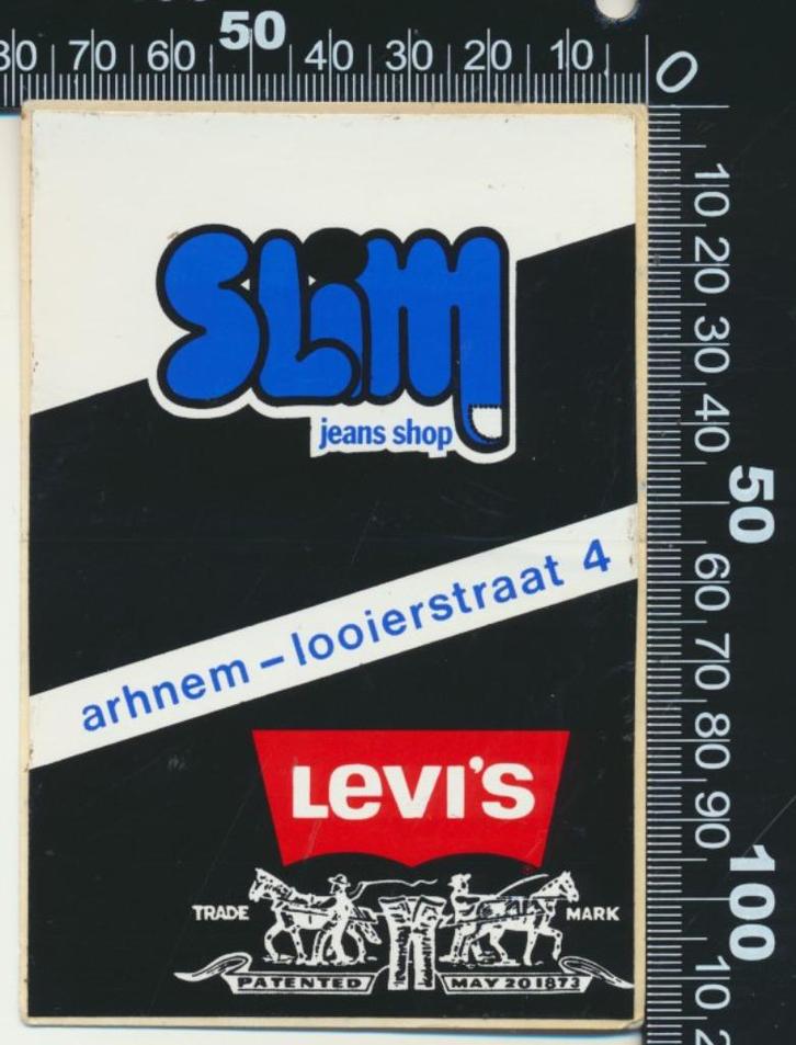 Sticker: Slim Jeans Shop - Arnhem, Verzamelen, Stickers, Zo goed als nieuw, Bedrijf of Vereniging, Ophalen of Verzenden