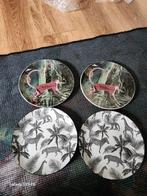 4 jungle Ontbijtbordjes van xenos, Huis en Inrichting, Keuken | Servies, Ophalen of Verzenden, Zo goed als nieuw, Overige stijlen