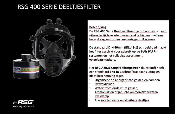 RSG Safety 400 serie filters 401218, Doe-het-zelf en Verbouw, Adembescherming, Nieuw, Accessoires, Ophalen of Verzenden