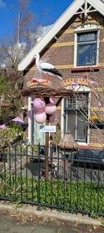 Uniek geboortebord, ooievaarsnest, ooievaar op nest, Ophalen of Verzenden, Gebruikt, Geboortebord