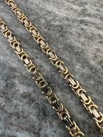 14k gouden massieve platte koningsketting met witgoud 70 cm, Sieraden, Tassen en Uiterlijk, Ophalen of Verzenden