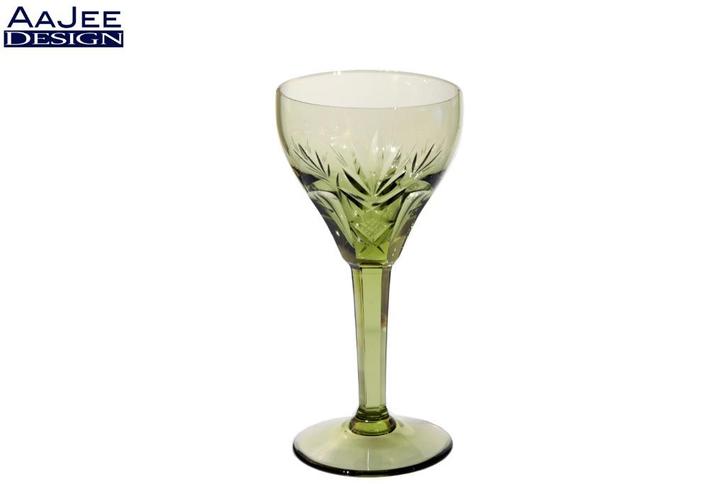 Leerdam – Carola wijnglas – Mosgroen – A.D. Copier – 1953, Antiek en Kunst, Antiek | Glas en Kristal, Ophalen of Verzenden