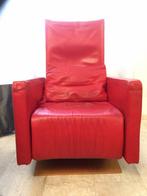 Dutch design rode leren relax-stoel, Ophalen of Verzenden, Gebruikt, 50 tot 75 cm